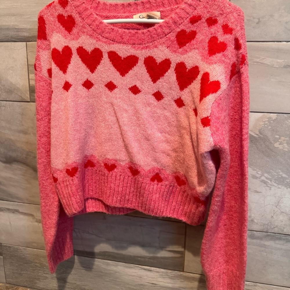 Jessica Simpson Pink and Red Heart Sweater, NWT